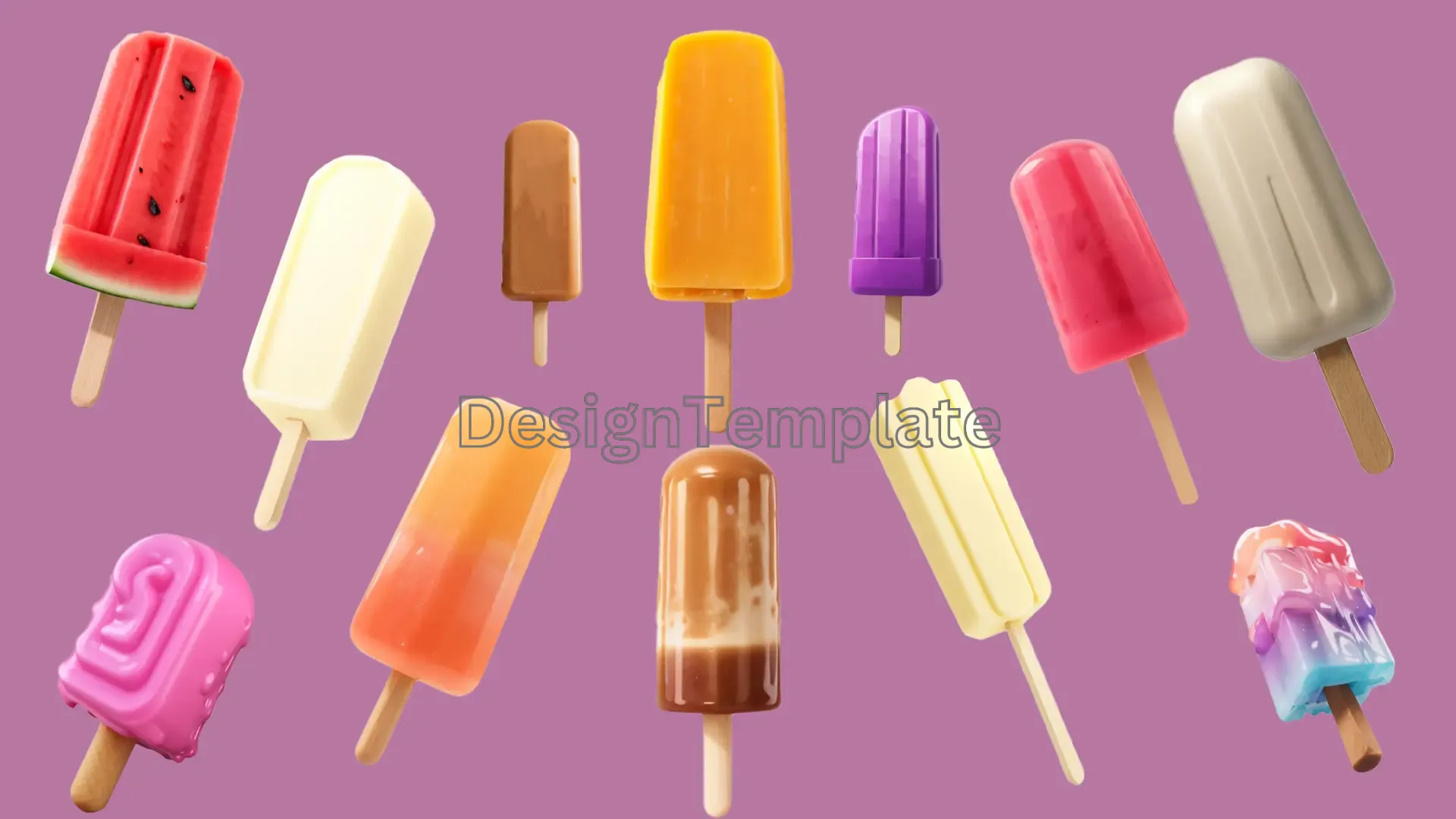 Colorful Frozen Ice Cream 3D Elements image